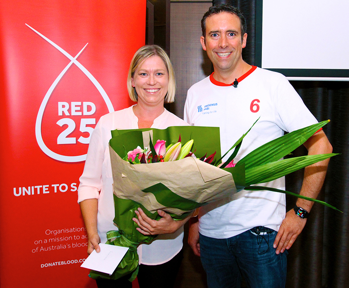 Blood donor ambassador and Managing Director Fresenius Kabi Australia New Zealand