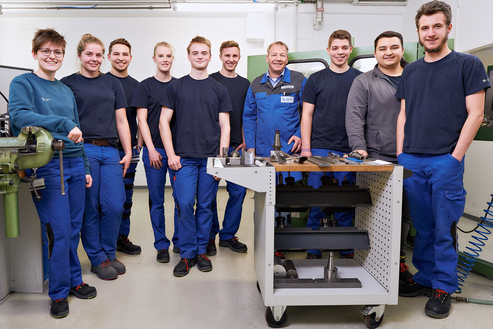 Eric teaches industrial mechanics and mechatronics apprentices in the workshop at the Fresenius Kabi plant in Friedberg, Germany